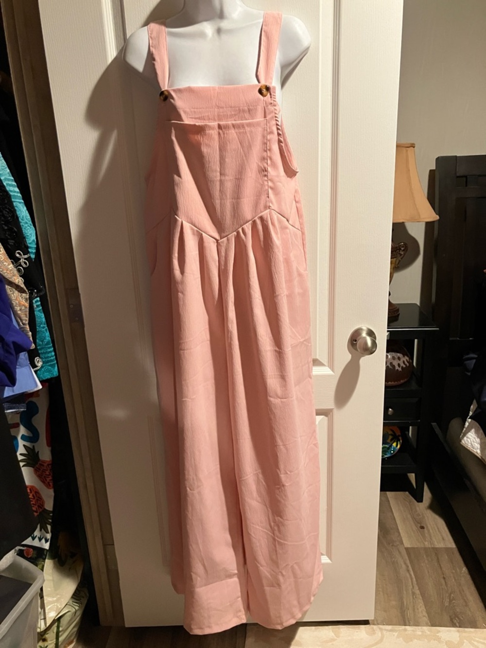 Blush Pink Wide-Leg Overalls Jumpsuit